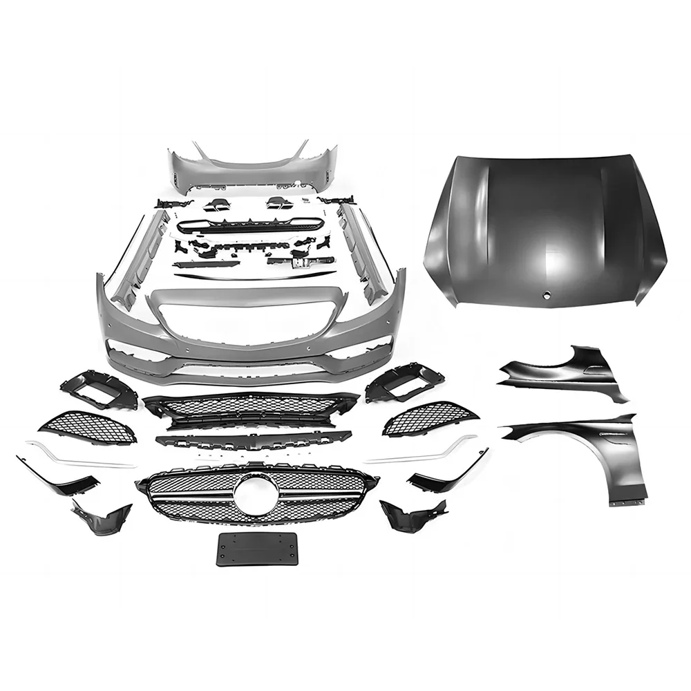 

Полный комплект для Benz C Class W205 C180 C200 C300 C350, обновление до 14-17 C63, стильные передние и задние бамперы, боковые юбки, крылья капюшона