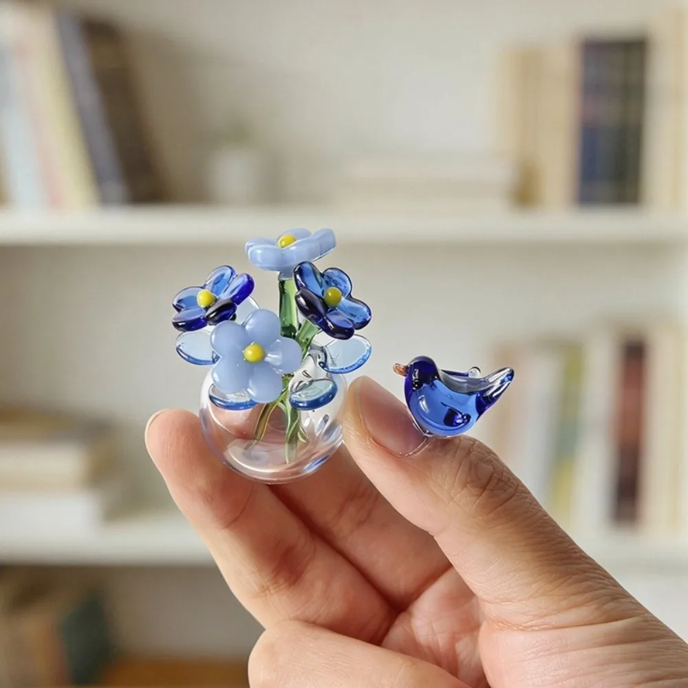 Hand-Blown Mini Colored Glass Flower Bouquet