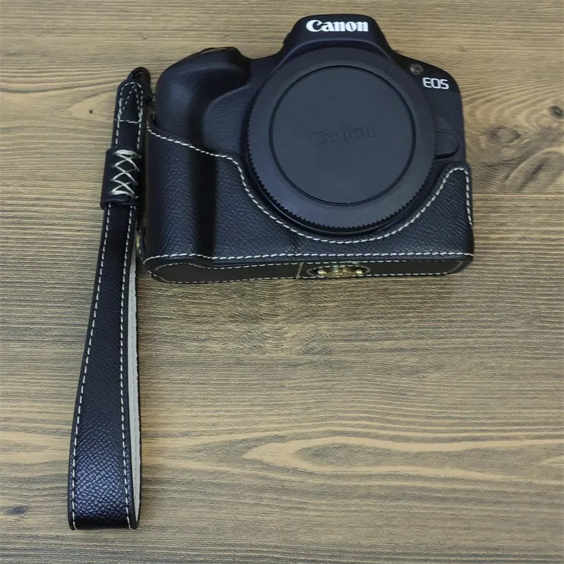 Custodia Per Fotocamera Per Canon Eos R50 R50 Custodia Per Mezzo Corpo In Pelle Pu Con Cinturino Da Polso Con Apertura Della Batteria