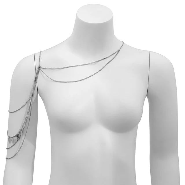 PuRui Bohemian Leaf Charm Upper Arm Bracelet Metal Leaves Tassel Pendants Arm Cuff Bangle Bracelets for Women Fashion Jewelry Silver Color-2