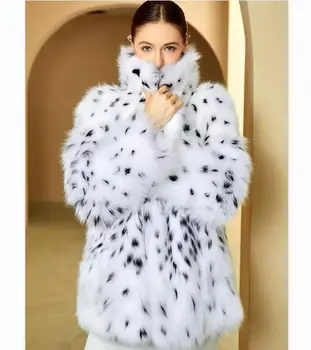 Cappotto da donna in pelliccia di volpe e pelliccia di lince di media lunghezza alto lusso autunno inverno moda nuovi arrivi 1