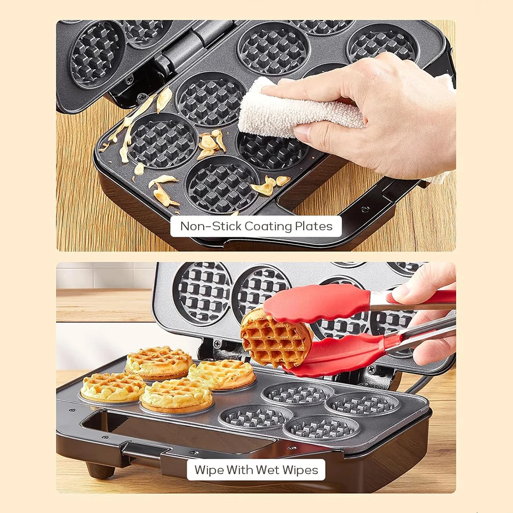 Waffle Maker Mini 8 x 2'' Tiny Waffle Cooking Machine Nonstick for Kids Snack Breakfast
