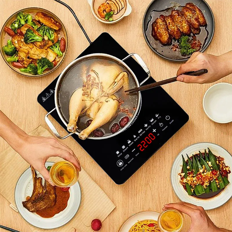 DMWD-cocina de inducción magnética eléctrica, 110V, resistente al agua, horno caliente, estufa de cocina, calentador, 2200W - Imagen 4