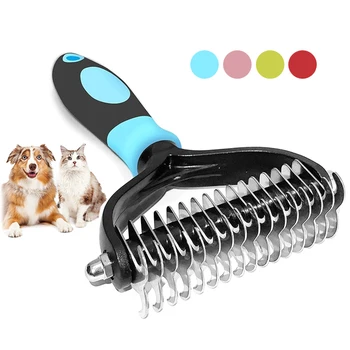 Pet Hair Remover Dog Brush Cat Comb For Long Hair Curly Dogs Cats Removal Undercoat Pet Grooming Brush Rake Dog Accessories 1