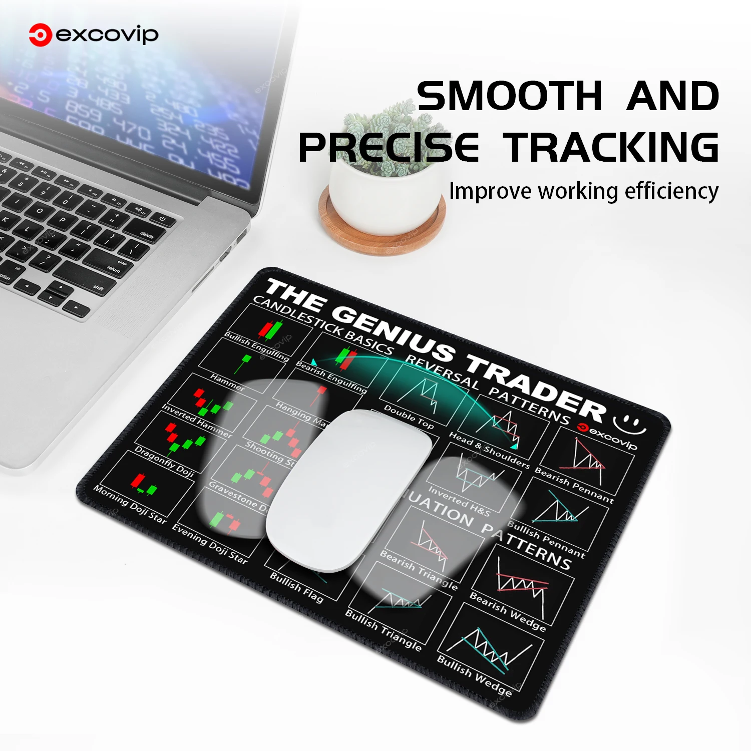 Stock Market Mouse Pad Small Trader Chart Candlestick Pattern Investor Mousepad Stitched Edge Rubber Base for Office Home mouse pad