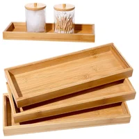 1pcs/2pcs/3Pcs Bamboo Serving Tray Bathroom Organizer Decorative Multi Use Bathroom Counter Tray with Edges Bamboo Vanity 1