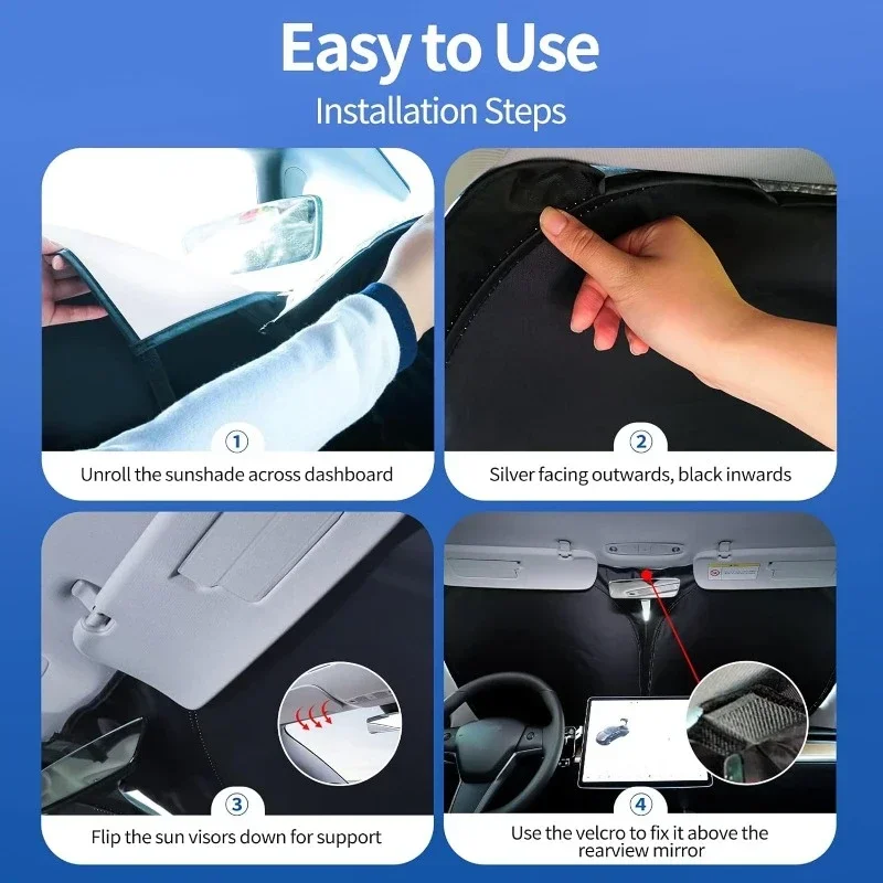 Windshield Sunshade Folding Front Window Sun Shade Cover Heat Protection Visor For Tesla Model Y Model3 Accessories car sunshade windshield sunshade windshield sun shade