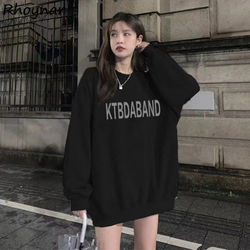 

Women Prints Sweatshirts L-4XL BF College Baggy All-match Leisure Autumn Long Sleeve Daily Ulzzang Female Minimalist Designed