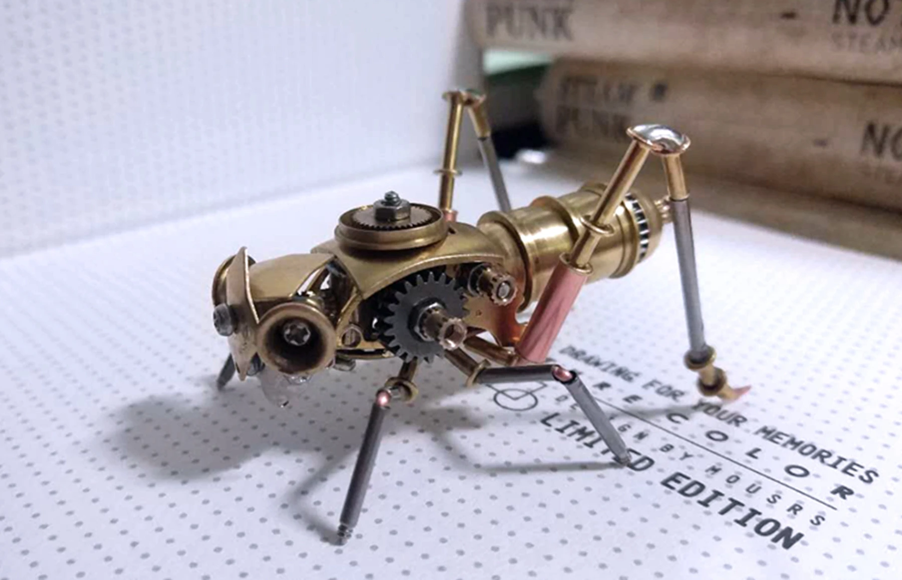 3D steampunk mechanical insect cricket full metal model pure handmade crafts ornaments-Finished Product