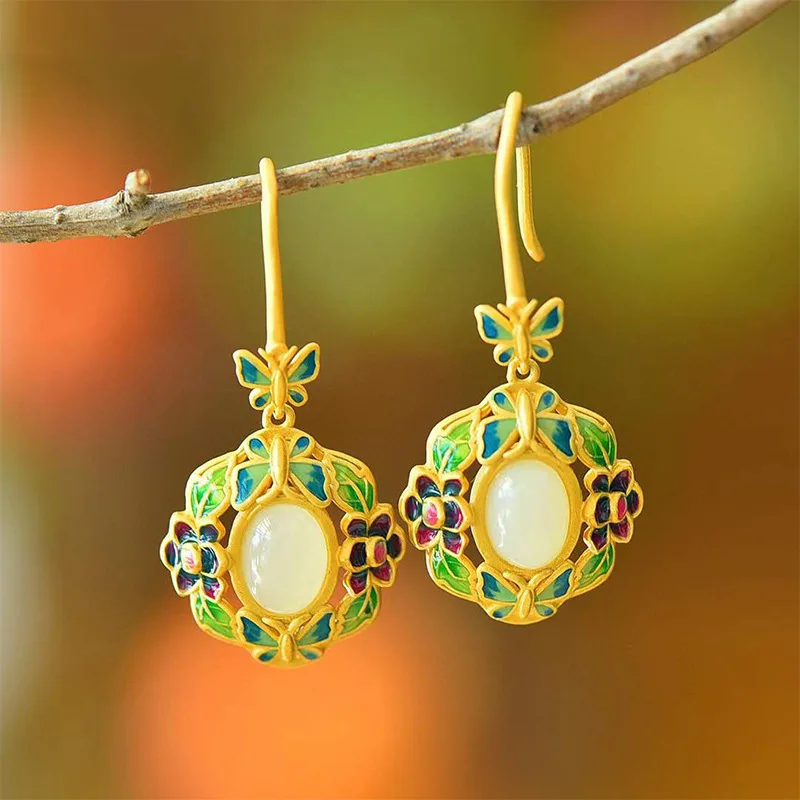 Tibetan Cat Pavilion Earrings | Cheongsam Jewelry