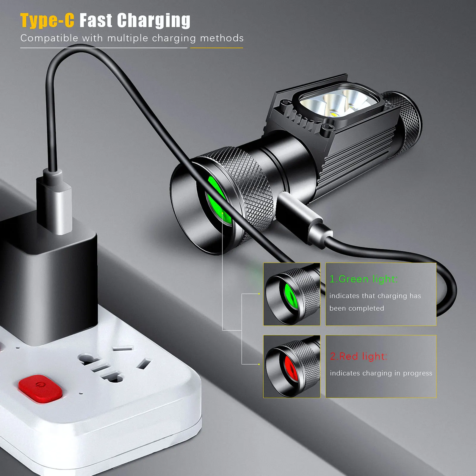 1PC SOLOLANDOR HD35AY LED Headlight USB Type-C Flashlight 2500mah 18650 Battery Memory Headlamp Multifunction Head Light Lamp