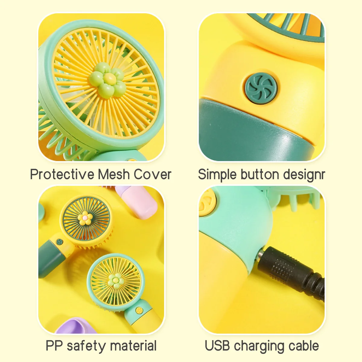 USB Rechargeable Mini Handheld Fan Summer Cartoon Cute Fruit Shape Multiple Styles Available Outdoor Portable Cooling Fan