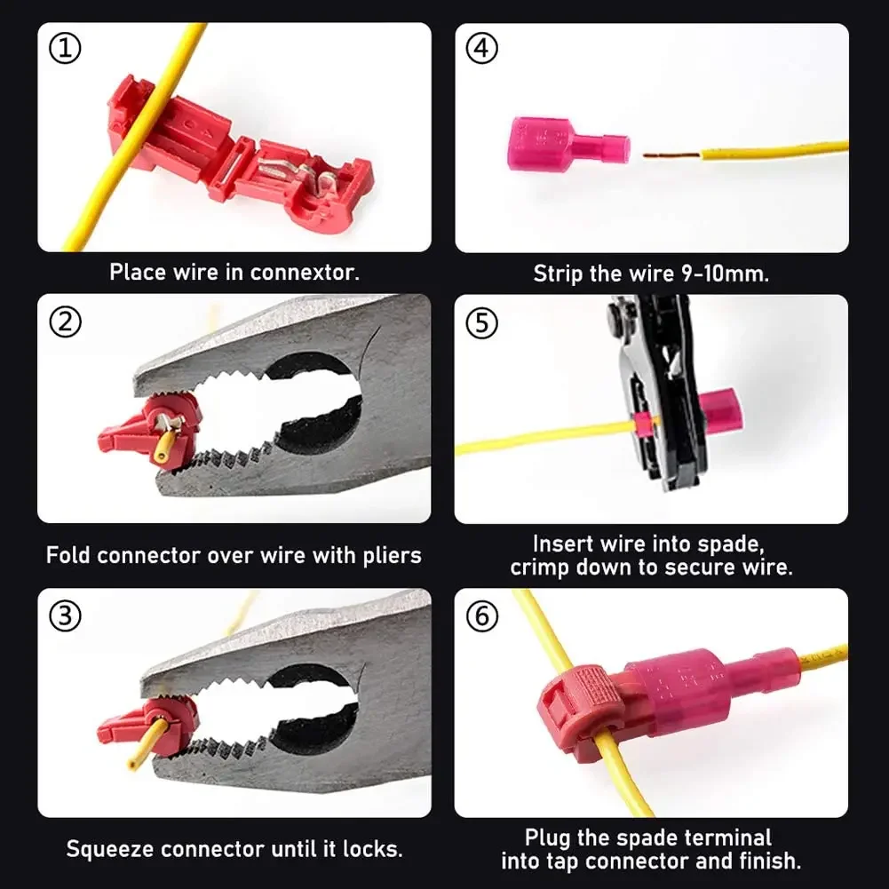 Description Picture 6 of itemT-Tap Connector Quick Electrical Cable Connector Snap Splice Lock Wire Terminal Crimp Wire Terminal