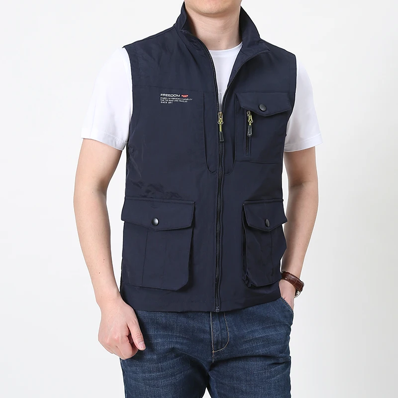 Summer Men Tactical Vest Coat Casual Photographer Waistcoat Mesh Work Sleeveless Jacket Tools Multi Pocket Outdoor Fishing 5XL