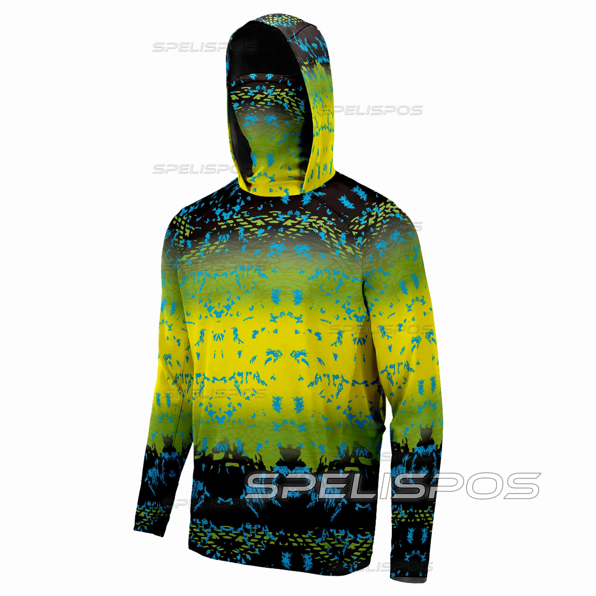 

SPELISPOS Fishing Hoodies Summer Scarf Shirt Sun Anti-UV UPF50+ Mask Fish Tops Kit Beach Jersey Hooded Angling Wear Run Maillot