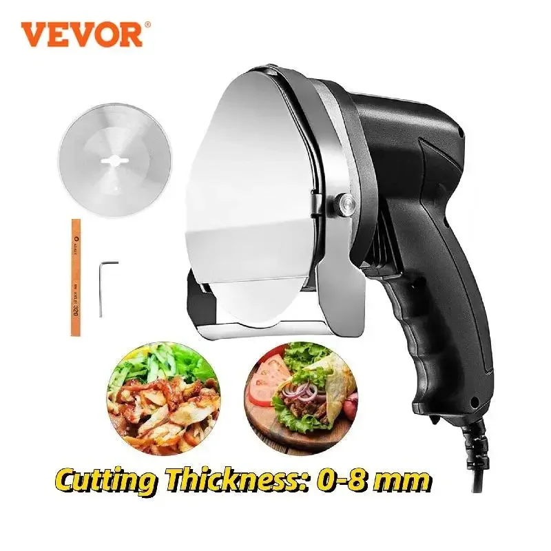 Vevor Kebab Affettatrice 0-8Mm Elettrico Wireless Kebab Doner Coltello 2 Lame Shawarma Cutter Commerciale Arrosto Giroscopio Tagliatrice Di Carne