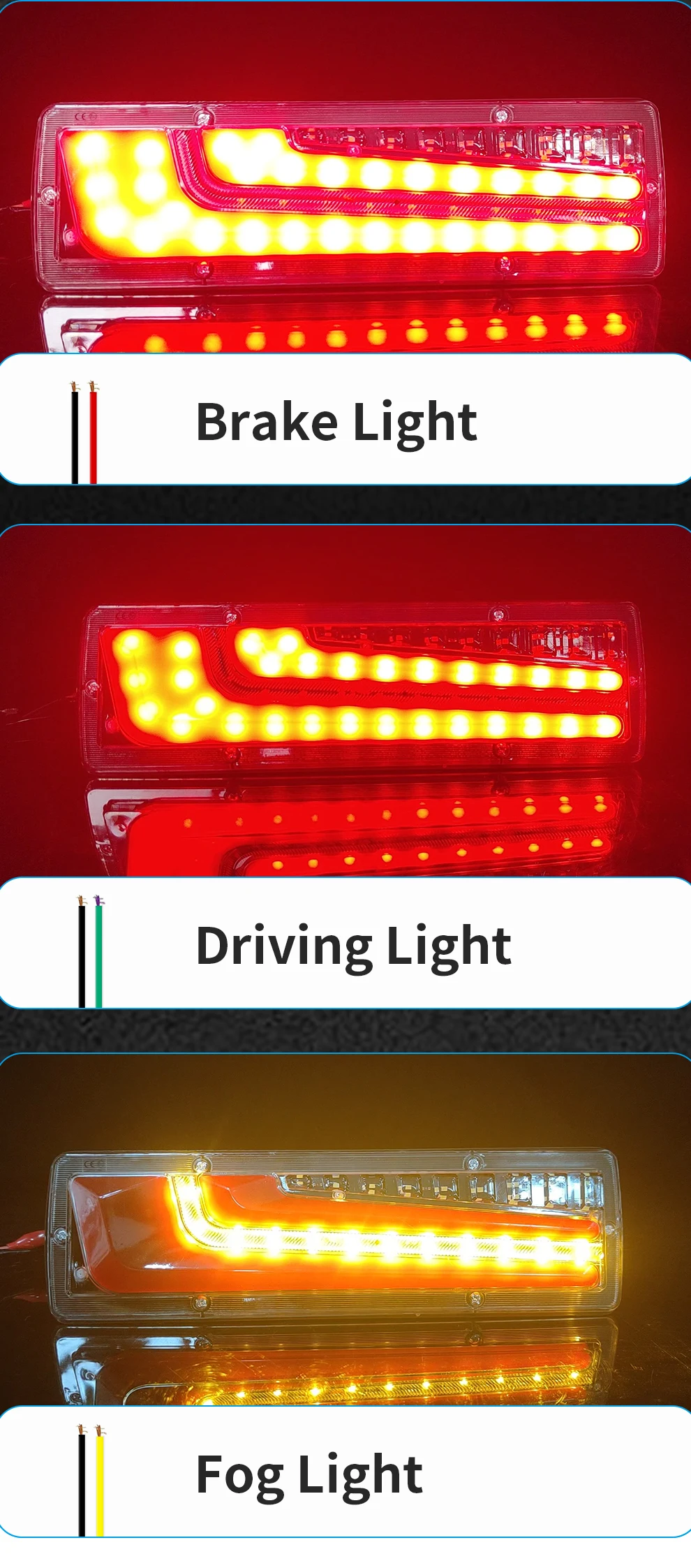 Helle LED-LKW-Rückleuchten mit Mehrfachfunktionen, Rückfahrbeleuchtung mit Bremslicht und dynamischem Blinker für PKW, LKW und Anhänger – Detail 9