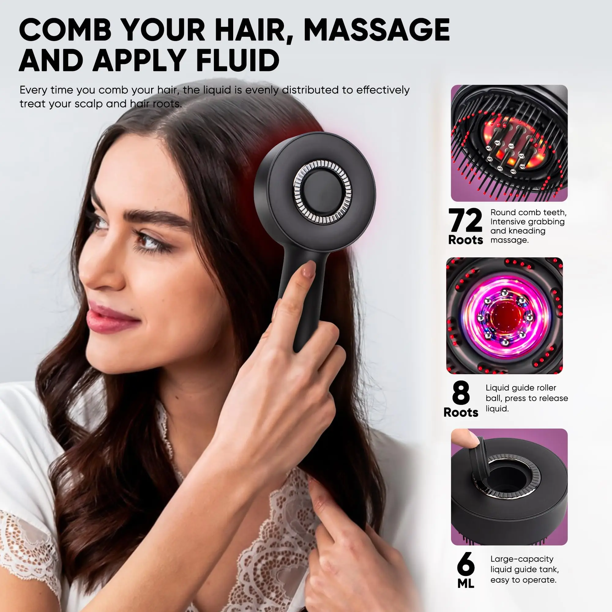 Electric Vibration Massage Comb Red Light Head Massager for Hair Growth Medicine Scalp Oil Applicator Anti-Hair Loss Hair Care