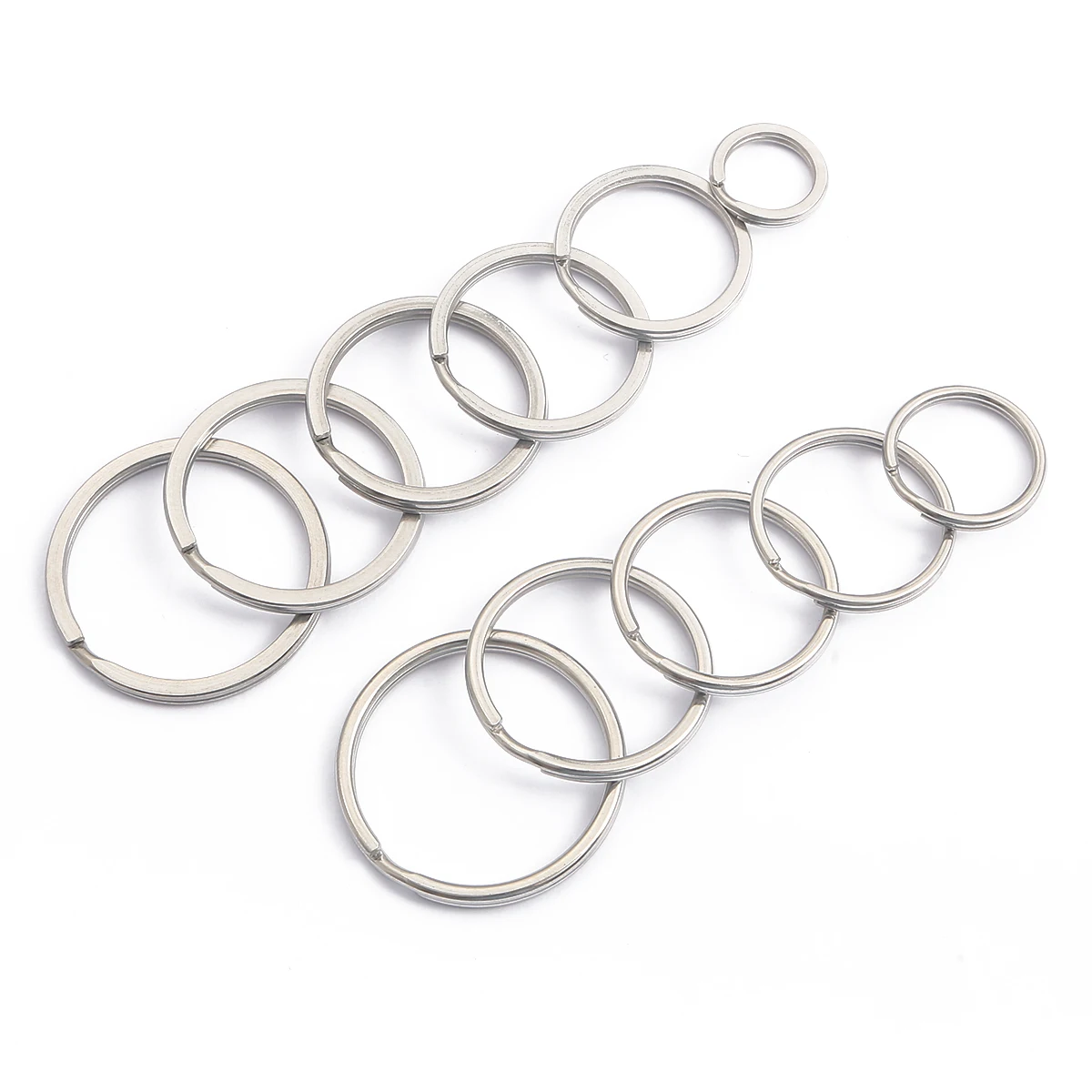 10pcs/lot 15 20 25 28 30 32 35mm Stainless Steel Flat Round Line Split Rings Blank Circle Keyring DIY Craft Keychain Accessories 2