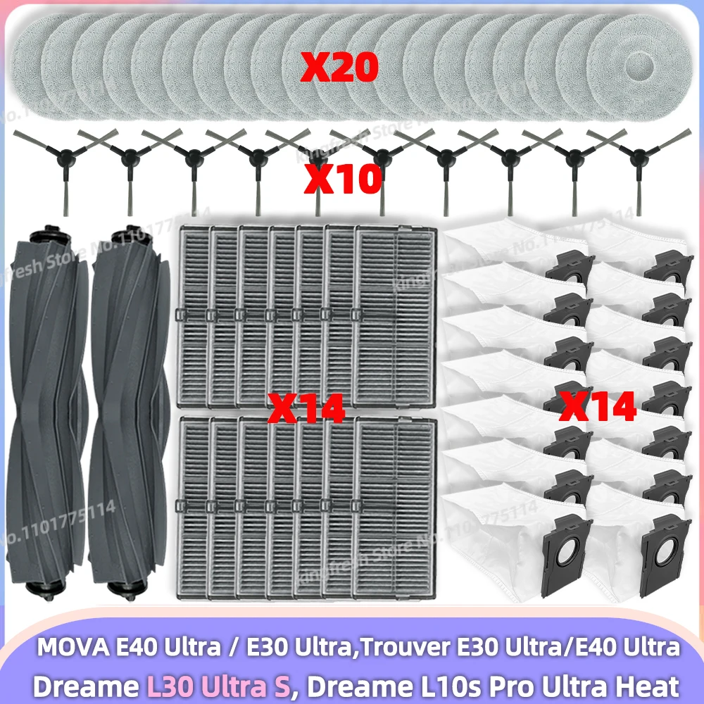 Kit De 25 Accessoires Pour Dreame L10s Pro Ultra Heat / L10s Ultra Gen 2 / X30 Ultra / Mova E30 Ultra - Brosses, Filtres, Sacs
