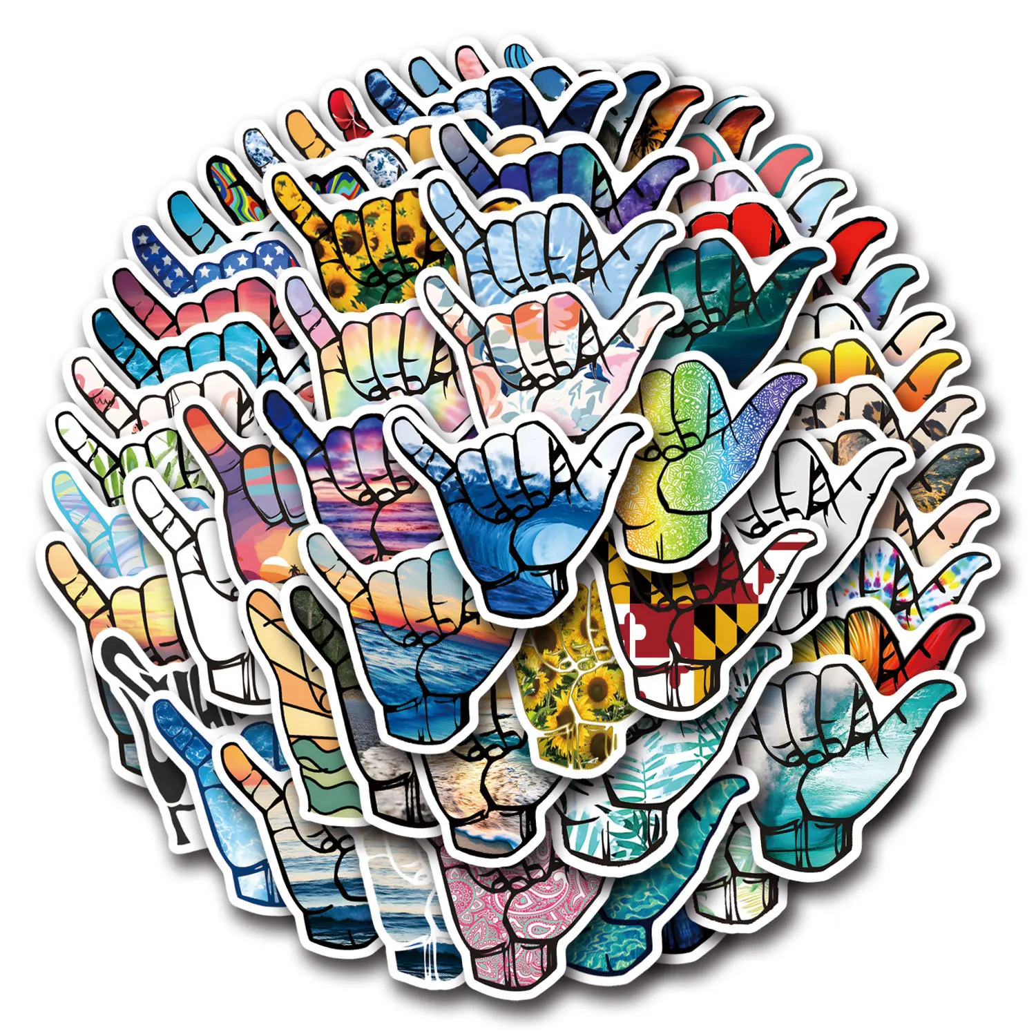 Vibrant Shaka Graffiti Sticker Set for Personalizing Your Gear (55 Pieces)