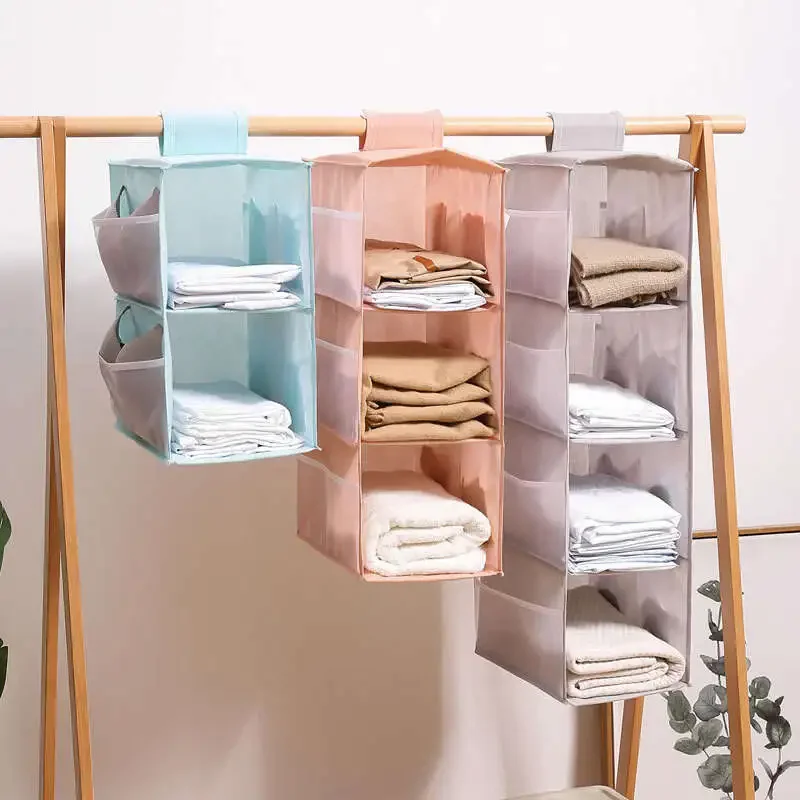 Description Picture 5 of itemNon-woven Washable Wardrobe Multi-layer Folding Hanging Bra Storage Bag Underwear Socks Clothes Storage Organizer Hanging Bag