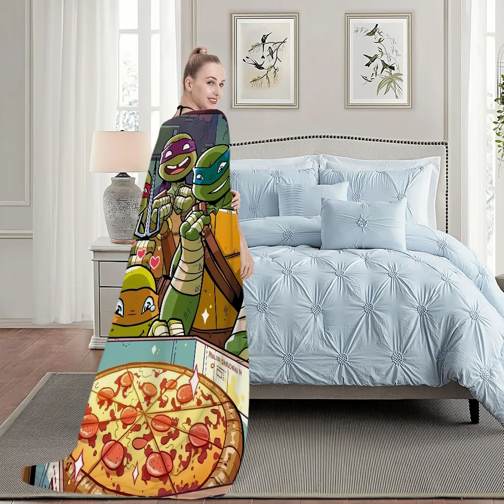 Cartoon Cool N-Ninja Blanket Plush Nap Sofa rug T-Turtles for Living Room Office T-TMNT-S Bedroom Birthday Home Travel Kid Gifts 5