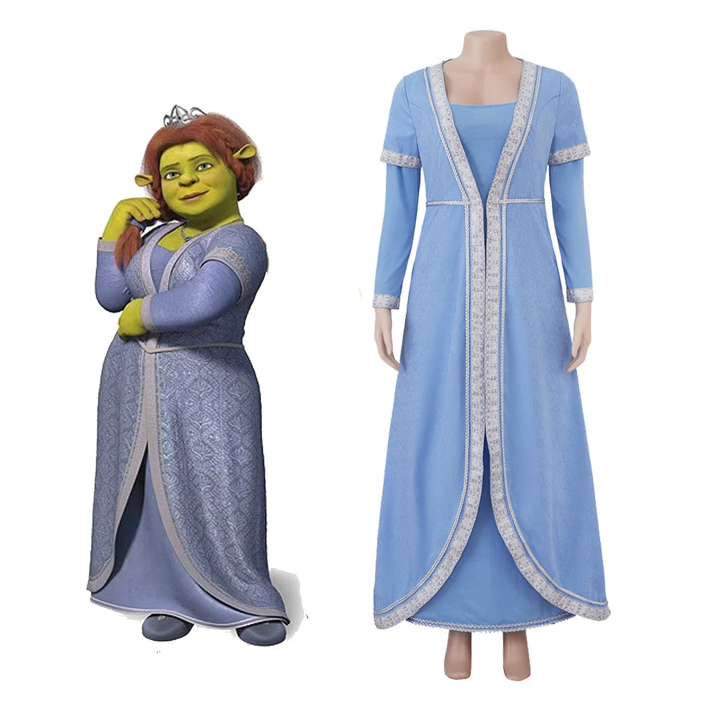 Anime Fiona Cosplay Costume Blue Dress Women Girl Halloween