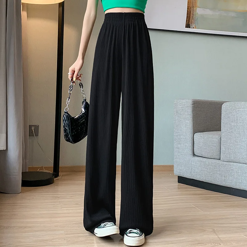

Women's Spring and Summer Ice Silk Leisure Chiffon High Waist Droozing Wide-leg Sweatpants Joggers Y2k Straight Leg Appears Thin