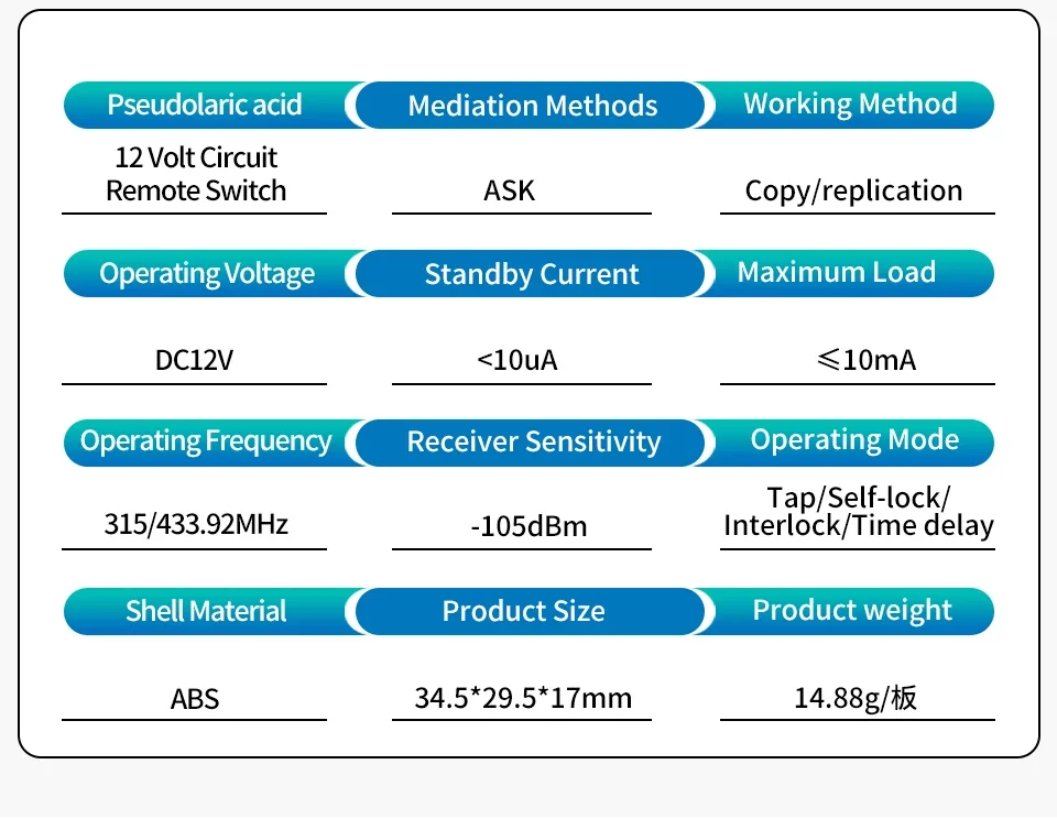 RF 433Mhz Universelle Tor-Fernbedienung mit 10A Relais-Empfänger Mini-Modul Fernbedienung DC 12V für Tor, LED, Garagentor – Detail 3