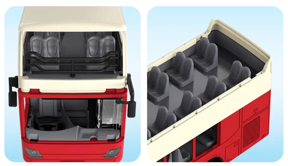 Double E E640 Travel Bus 1:18 Alloy Model High Speed Racing Car Double-decker Bus Model Sound Light RC sightseeing Bus Toys Boys 4