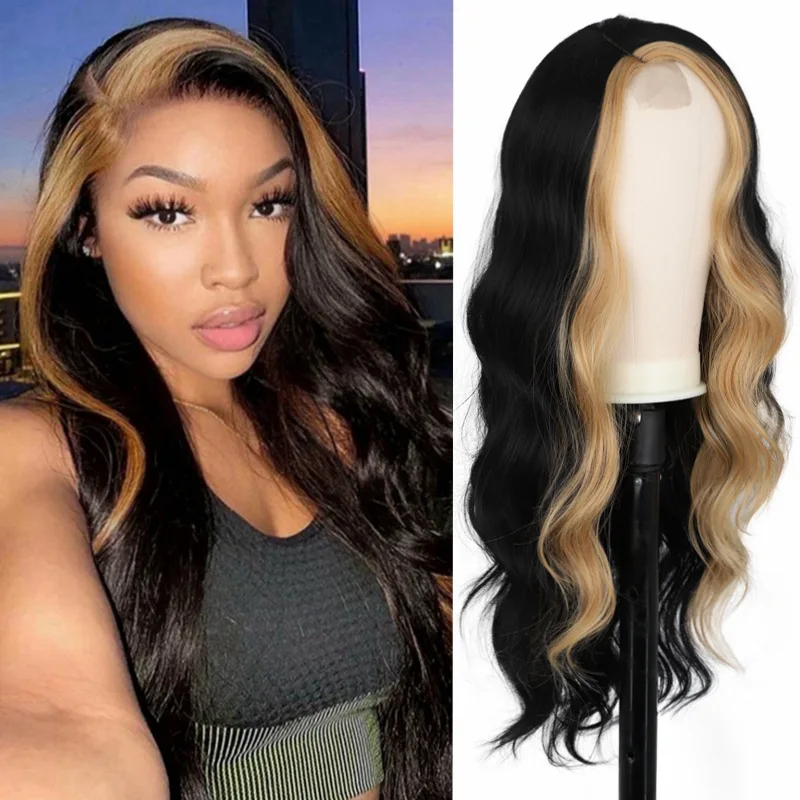 

Cross-border wigs European and American long curly wigs for women hair wigs partial front lace wigs chemical fiber wig headgear