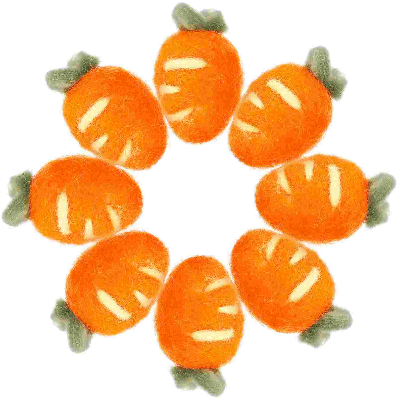 Carrot Birthday Party Decoration Felt Ornaments Clothing Ball Toy Wool Craft Decorations 8 Pcs