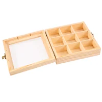 Wooden Tea Bag Jewelry Organizer Chest Storage Box 9 Compartments Tea Box Organizer Wood Sugar Packet Container 2