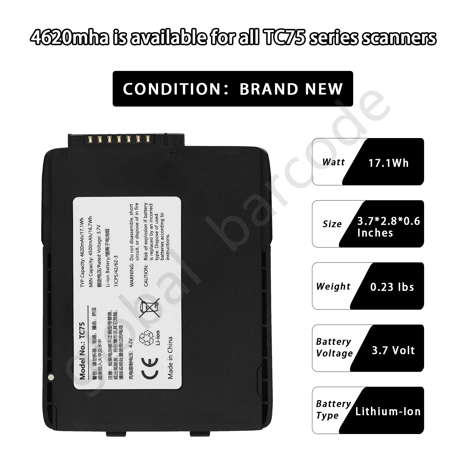 

1 шт. 4620 мАч аккумулятор для Motorola Symbol TC70 TC75 TC77 TC7X BT-000318