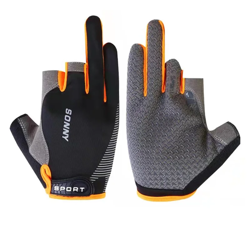 Men Women Summer Three Finger Letter Sport Fishing Sun Glove Sunscreen Non-Slip Quick-Drying Cycling Touch Screen Mitten N30