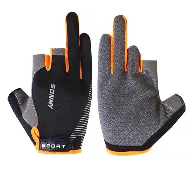 Men Women Summer Three Finger Letter Sport Fishing Sun Glove Sunscreen Non-Slip Quick-Drying Cycling Touch Screen Mitten N30 1
