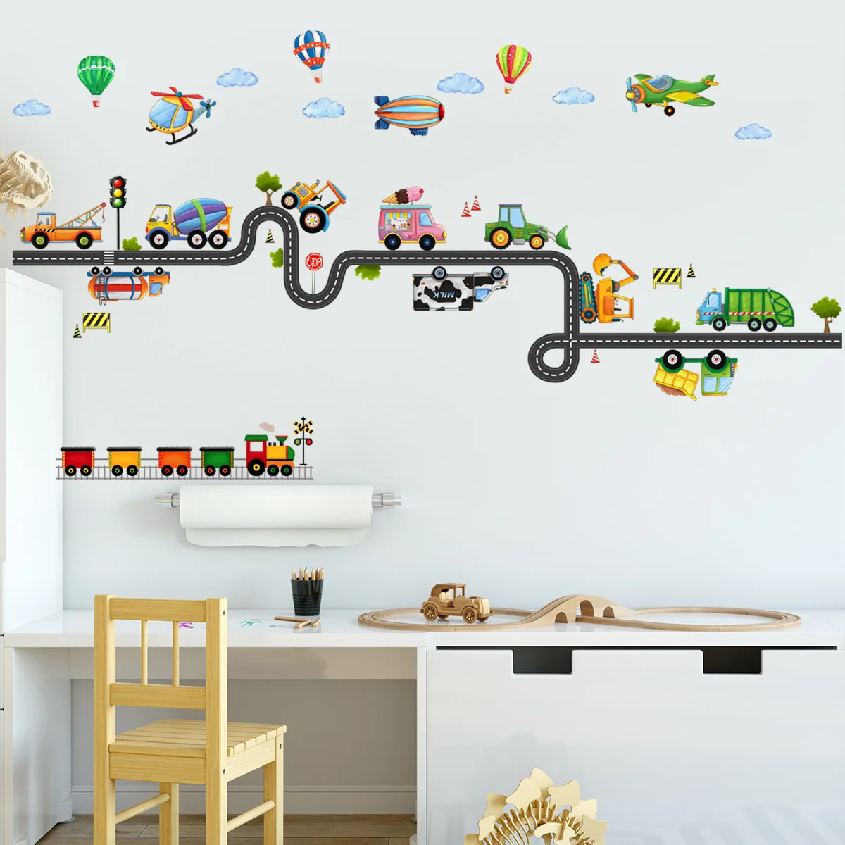 Rail Car Wall Stickers DIY Paper Background Wall Children's Room Kindergarten Decoration Self-adhesive Removable Waterproof - 2