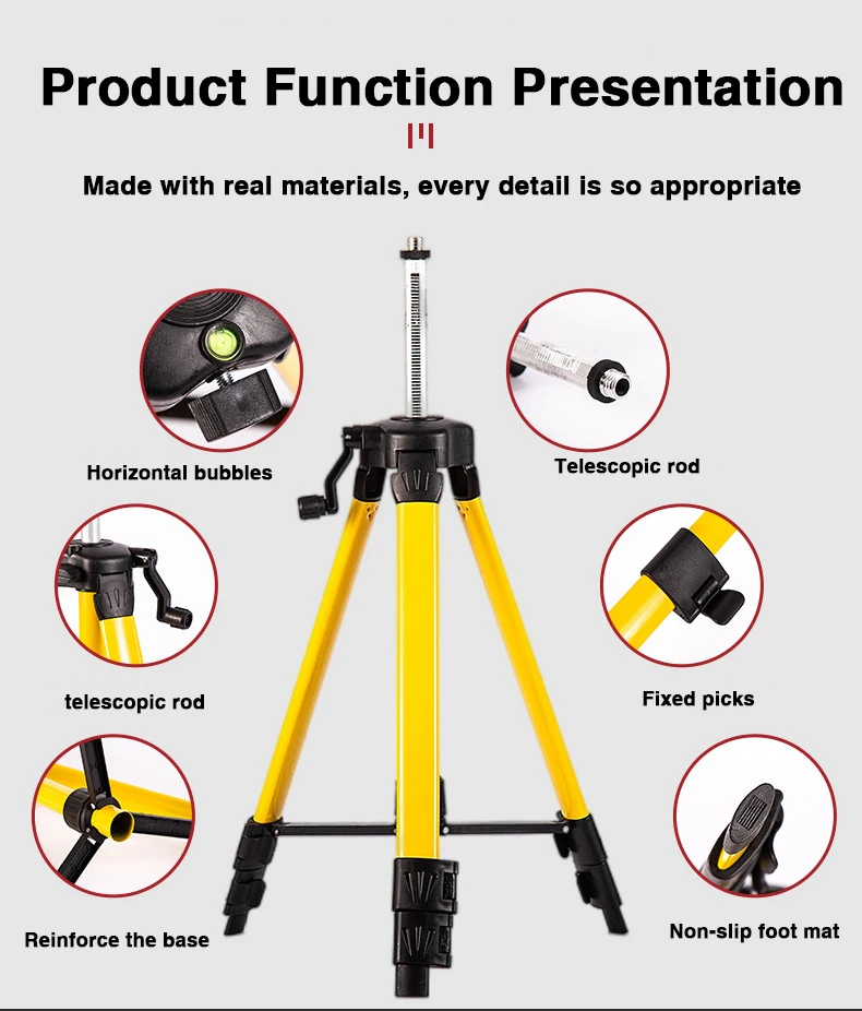 MaKeDa 1.2M/1.5M Laser Level Tripod 5/8" Thread Adjustable Height Thicken Aluminum Stand with 1/