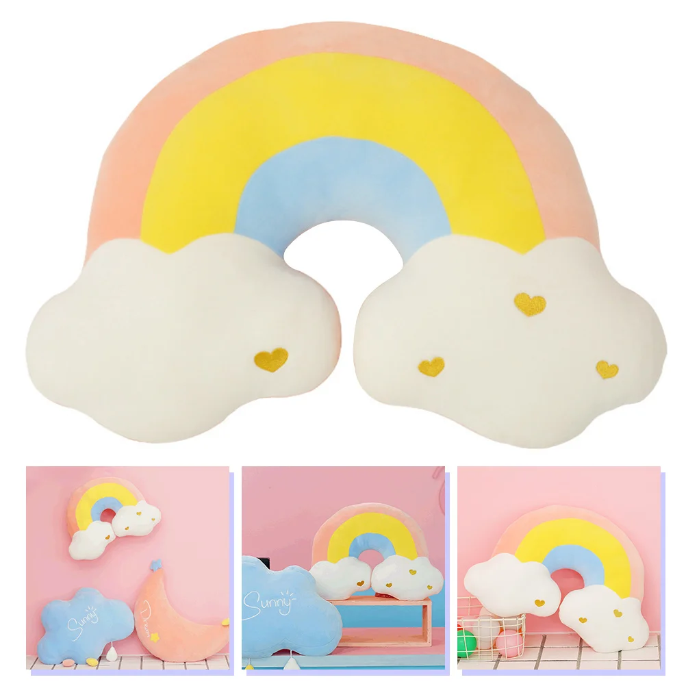 Supple Rainbow Shape Plush Pillow Cloud Rainbow Shape Pillow for Home Decor hot huggable cute unicorn dream rainbow plush toy high quality pink horse sweet girl home decor sleeping pillow gift for kids