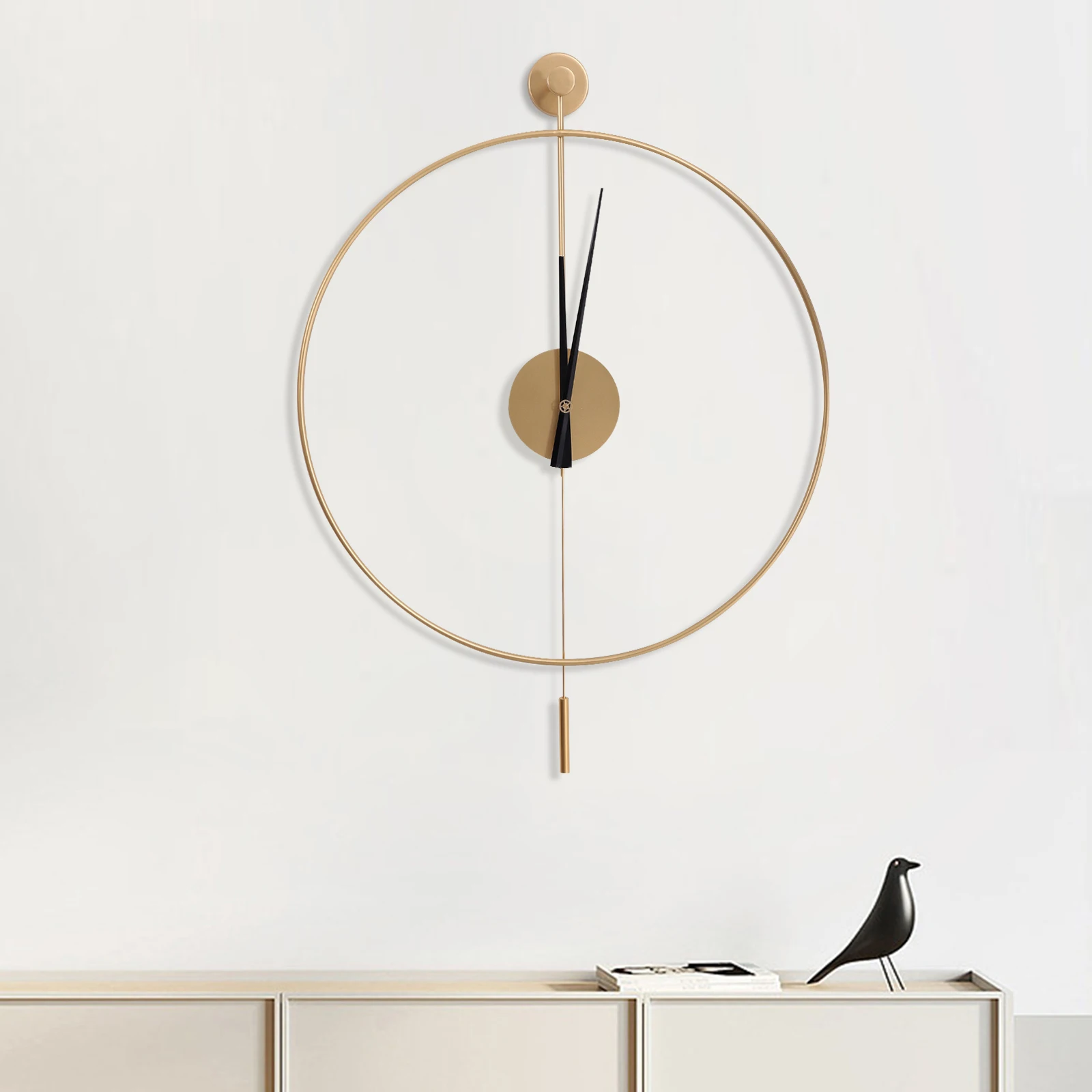 Wall Clock Large Wall Clocks for Living Room Oversized Decorative Metal 60cm Silent Non Ticking Battery Operated Decorative Pendulum Clock