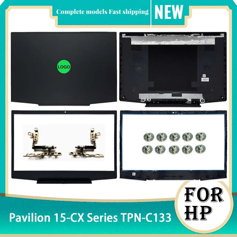 HP Pavilion 15-CX TPN-C133 Laptop Back Cover / Front Bezel Repair Kit – Includes Hinges & Screws, Black