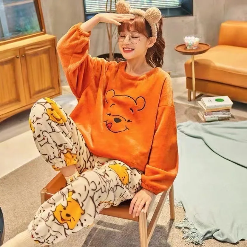 Donald Duck Pajamas Winter Thickening Flannel Pajamas Cartoon Cute Soft Casual Warm Comfortable Home Clothes Set 4