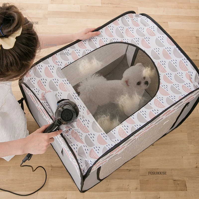 Pet Drying Box Cat Cage Dog Hair Dryer Household Breathable Water Blower Grooming Bath Drying Bag Portable Foldable Pets House