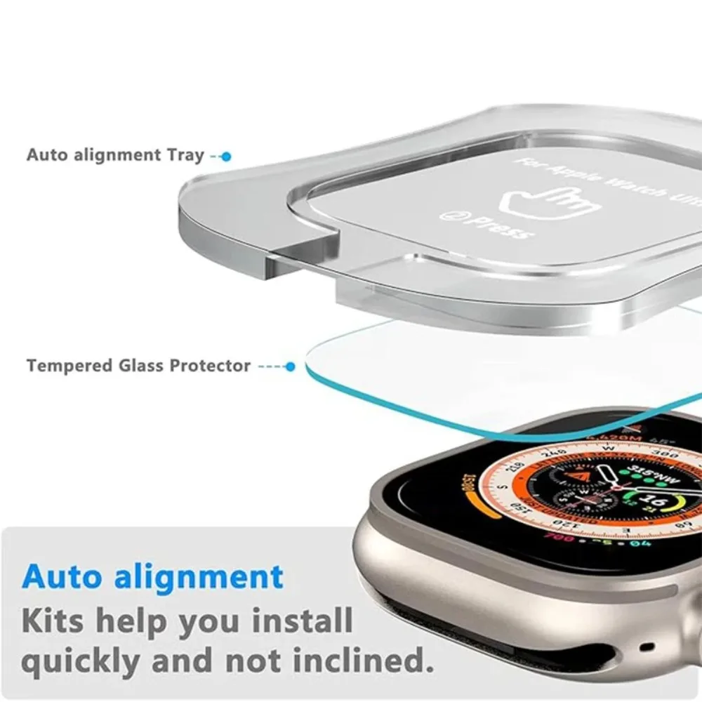 Premium Tempered Glass Screen Protector for Apple Watch Ultra – Easy Installation Protective Film Kit