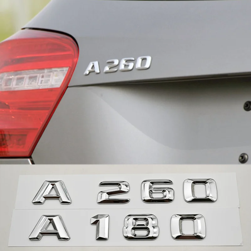 3D ABS 자동차 레터 로고 A180 A220 A260 배지 리어 트렁크 엠블럼 메르세데스 벤츠 A 클래스 A180 A200 A220 A260 W177 테일 마킹