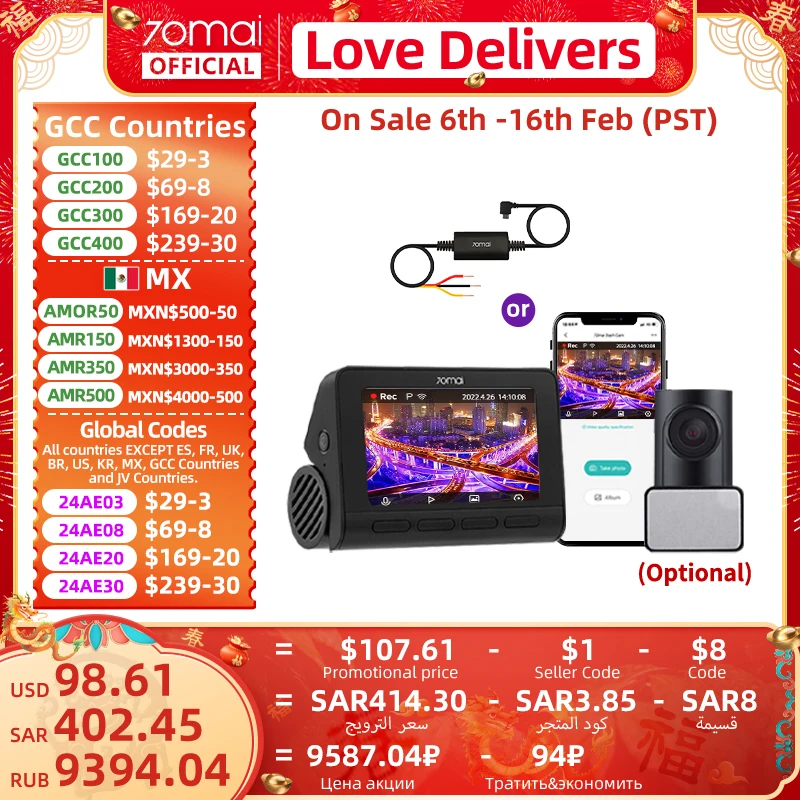 70Mai A800S-1 2160P 70Mai Front Dash Cam 4K A800S-1 Supporto Dvr Per Auto Telecamera Per Auto Posteriore O Interna Modalità Parcheggio 24 Ore Su 24 14