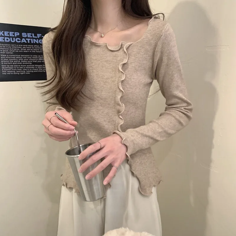 Autumn Women Knitted Sweater Tops Thin Long Sleeve