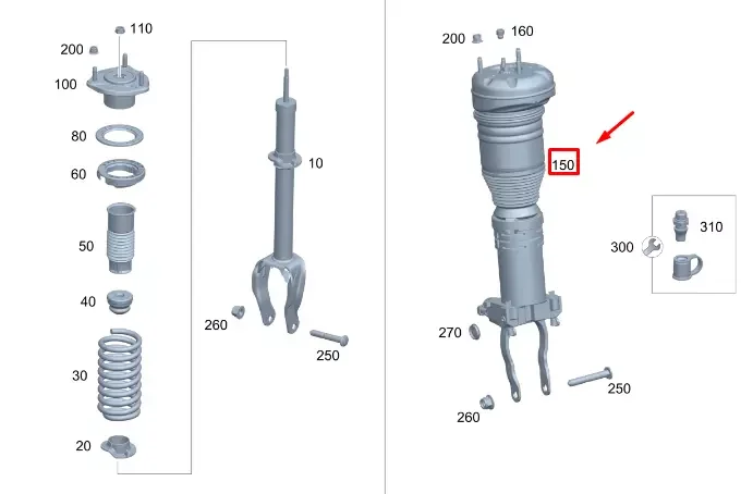 For-Mercedes GLS GLE 580 450 Front Air Suspension Strut A1673202805