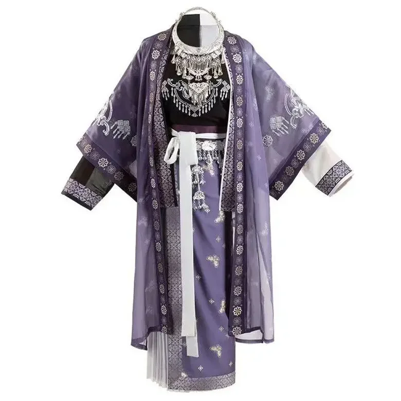 

Chinese Dress Ancient Hanfu Traditional Embroidery Miao region Cosplay Costume Kimono Embroidery Hanfu Full Set